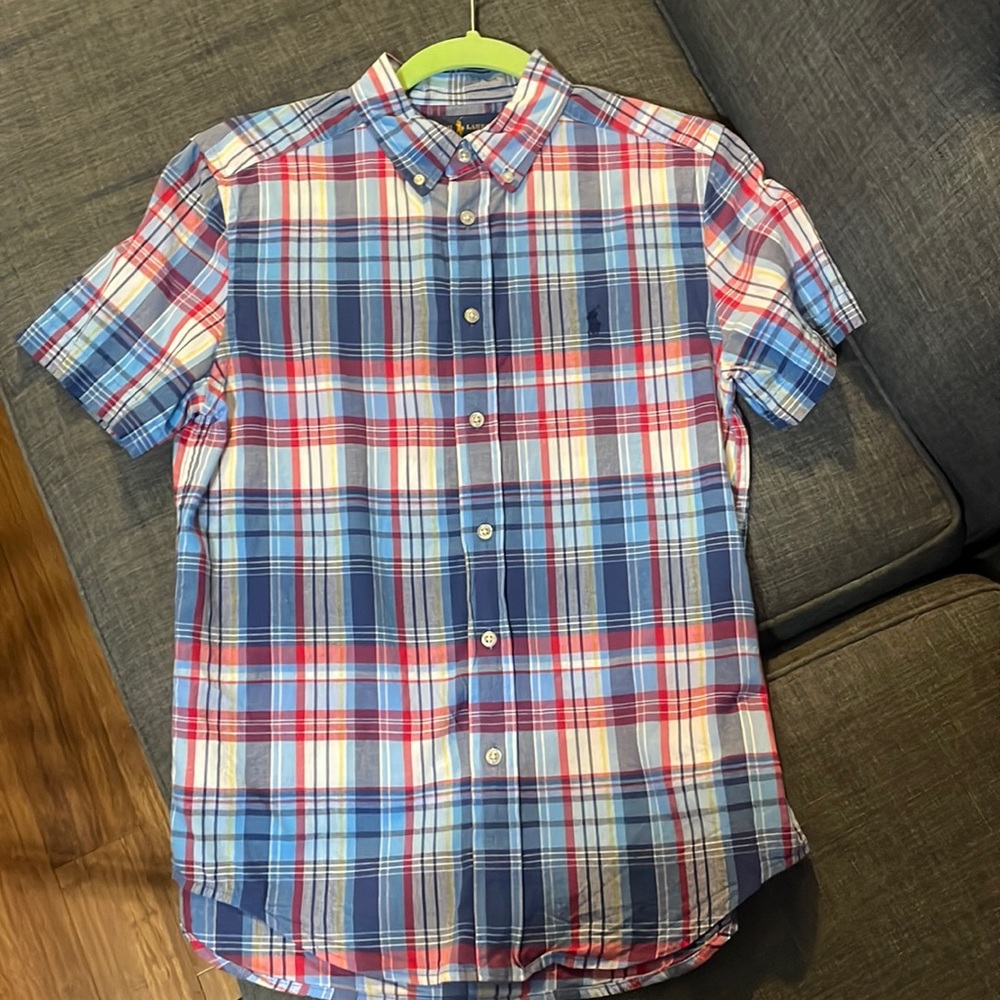 Boys Large 14/16 Ralph Lauren Short Sleeve Plaid Button-down.